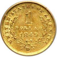 1849-D $1 Gold Liberty. PCGS AU53 - 2