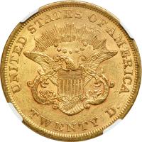 1852 $20 Liberty. NGC AU53 - 2