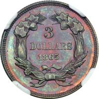 1865 Pattern Three Dollars. Copper, reeded edge. NGC PF66 - 2