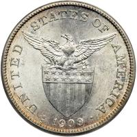 Philippines. Peso, 1909-S. ANACS MS62 - 2