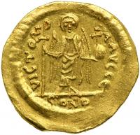 Maurice Tiberius, 582-602. Gold Solidus (4.47 g) minted at Constantinople. EF - 2
