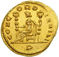 Aurelian, AD 270-275. Gold Solidus (4.51 g) minted at Mediolanum (Milan). AU - 2