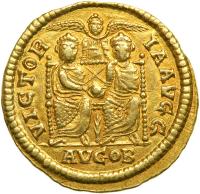 Magnus Maximus, AD 383-388. Gold Solidus (4.59 g) minted at London (Londinium-Augusta), c. AD 385-387. AEF - 2