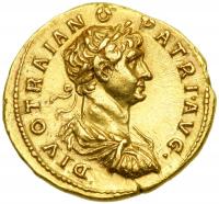 Hadrian, AD 117-138. Gold Aureus (7.43 g) minted at Rome, AD 117-118. EF - 2