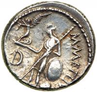 Julius Caesar, died 15 March 44 BC. AR Denarius minted at Rome by moneyer M. Mettius, late March-April 44 BC. AEF - 2