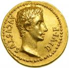 Augustus, 27 BC-AD 14. Gold Aureus (7.95 g) minted at Lugdunum, 15-13 BC. MS