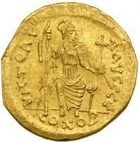 Justin II, 565-578. Gold Solidus (4.32 g) minted at Constantinople. EF - 2