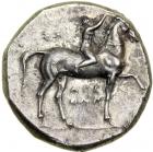 Calabria, Taras, c. 302-272 BC. AR Didrachm (or Nomos; 7.83 g). EF