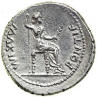 Tiberius, AD 14-37. AR Denarius minted at Lugdunum. EF - 2