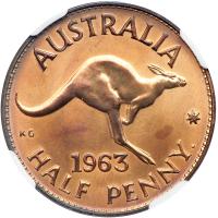Australia. &frac12; Penny, 1963. NGC PF64 - 2