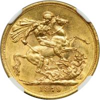 Australia. Sovereign, 1879-S. NGC AU58 - 2