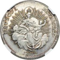 German States - Bavaria. &frac12; Taler, 1774. NGC AU - 2