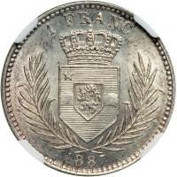 Belgian Congo. Franc, 1887. NGC MS64 - 2
