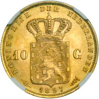 Netherlands. 10 Gulden, 1897. NGC MS65 - 2