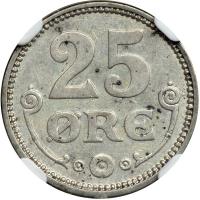 Denmark. 25 Ore, 1914-VBP GJ. NGC AU - 2