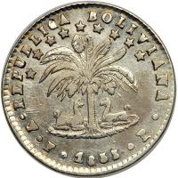 Bolivia. Sol, 1853-FP. EF-AU - 2