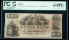 18__ $1000 Remainder, New Orleans Canal & Banking Co., New Orleans, LA. PCGS Very Choice New 64PPQ