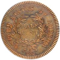 1796 Liberty Cap Half Cent. With pole. PCGS MS66 - 2