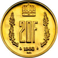 Luxembourg. Essai 20 Francs, 1980. PCGS PF64 - 2