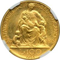 Italian States - Papal/Roman States. 100 Lire, 1944. NGC MS64 - 2
