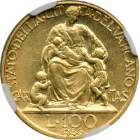 Italian States - Papal/Roman States. 100 Lire, 1946. NGC MS63 - 2