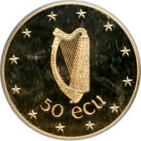 Ireland. 50 Ecu, 1990. PCGS PF69 - 2