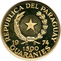 Paraguay. 1500 Guaranies, 1974. NGC PF68 - 2