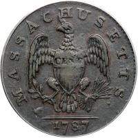 1787 Massachusetts Cent Ryder 2b-A Rarity-3 PCGS graded XF40 - 2
