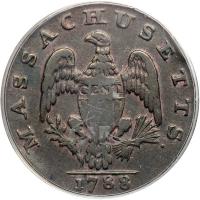 1788 Massachusetts Cent Ryder 7-M Rarity-4+ PCGS graded VF30 - 2