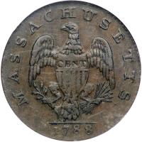 1788 Massachusetts Cent Ryder 7-M Rarity-4+ NGC graded AU53 Brown - 2