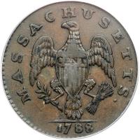 1788 Massachusetts Cent Ryder 10-L Rarity-2 PCGS graded XF45 - 2