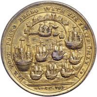 1739 Admiral Vernon Portobello Betts Medal, McCormick-Goodhart #96 Gold-Plated Copper EF45 - 2