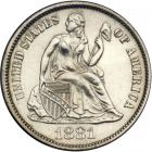 1881 Liberty Seated Dime. PCGS PF61