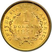 1851 $1 Gold Liberty. PCGS MS62 - 2