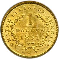 1851 $1 Gold Liberty. PCGS MS61 - 2