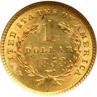 1853 $1 Gold Liberty. NGC MS62 - 2