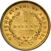 1853 $1 Gold Liberty. PCGS MS62 - 2