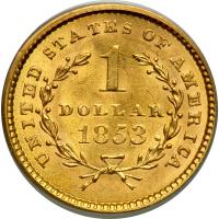 1853 $1 Gold Liberty. PCGS MS62 - 2