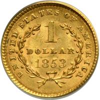 1853 $1 Gold Liberty. PCGS MS62 - 2