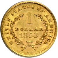 1853 $1 Gold Liberty. PCGS AU58 - 2