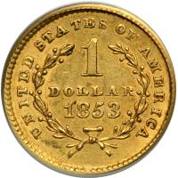 1853 $1 Gold Liberty. PCGS AU55 - 2