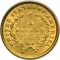 1854 $1 Gold Liberty. PCGS AU55 - 2