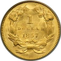 1857 $1 Gold Indian. PCGS MS62 - 2