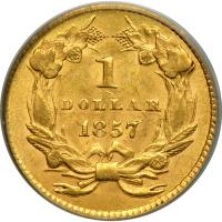 1857 $1 Gold Indian. PCGS MS62 - 2