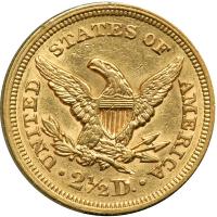 1857 $2.50 Liberty. AU55 - 2