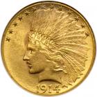 1914-D $10 Indian. NGC AU58