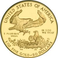 1986-W $50 Gold Eagle First Year Of Issue. ANACS PF70 - 2