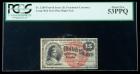 1869, 15&cent; Fractional Currency. Fourth Issue, large red seal, paper with violet silk fibers. PCGS About New 53PPQ