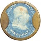 "JOSEPH L. BATES FANCY GOODS" EP-6, HB-50, S-26a, 1&cent; "FANCY GOODS" as two words, Plain frame. EF