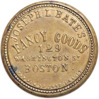 "JOSEPH L. BATES FANCY GOODS" EP-6, HB-50, S-26a, 1&cent; "FANCY GOODS" as two words, Plain frame. EF - 2
